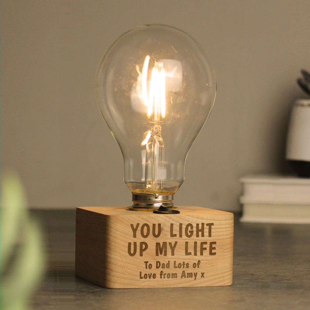 Personalised You Light Up My Life LED Bulb Table Lamp - Buy LED Lights, Candles & Decorations at GiftMasters.co.uk