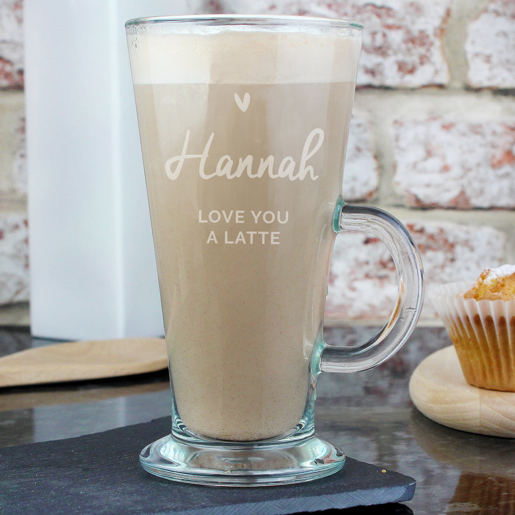 Personalised Heart Latte Glass - Buy Glasses & Barware at GiftMasters.co.uk