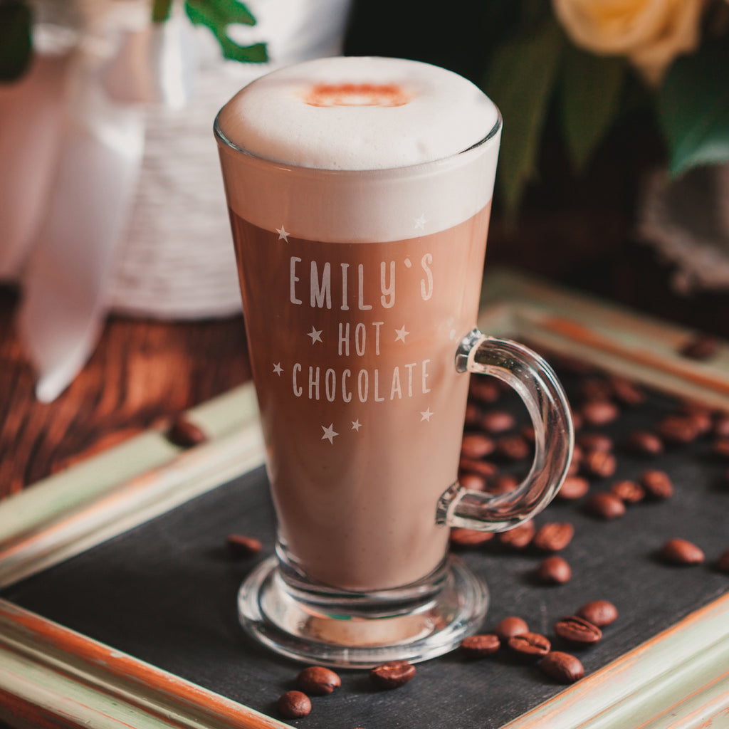 Personalised Stars Hot Chocolate Latte Glass - Buy Glasses & Barware at GiftMasters.co.uk