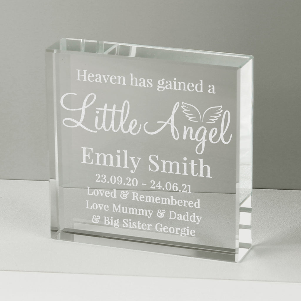 Personalised Little Angel Crystal Token - Buy Ornaments at GiftMasters.co.uk