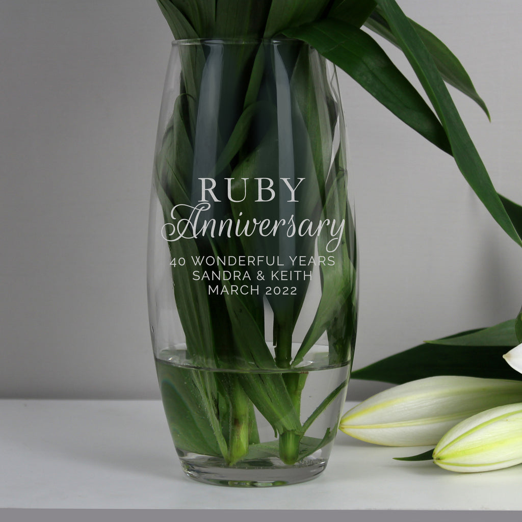 Personalised 'Ruby Anniversary' Bullet Vase - Buy Vases at GiftMasters.co.uk