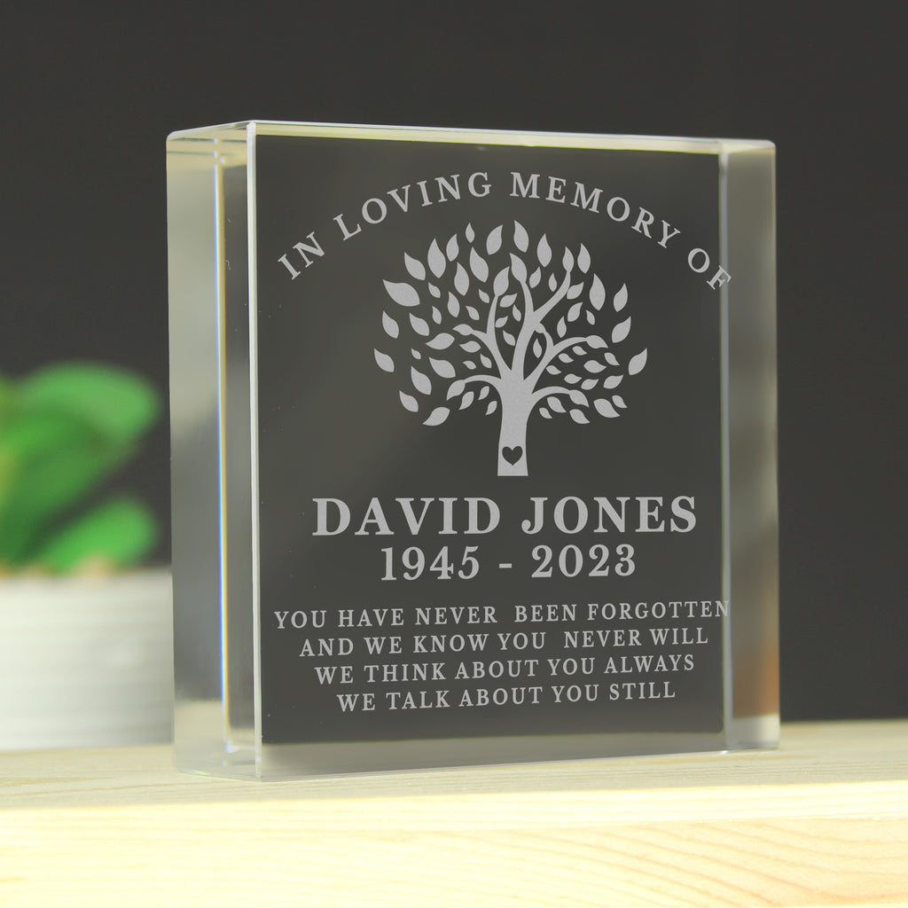 Personalised In Loving Memory Family Tree Crystal Token - Buy Ornaments at GiftMasters.co.uk