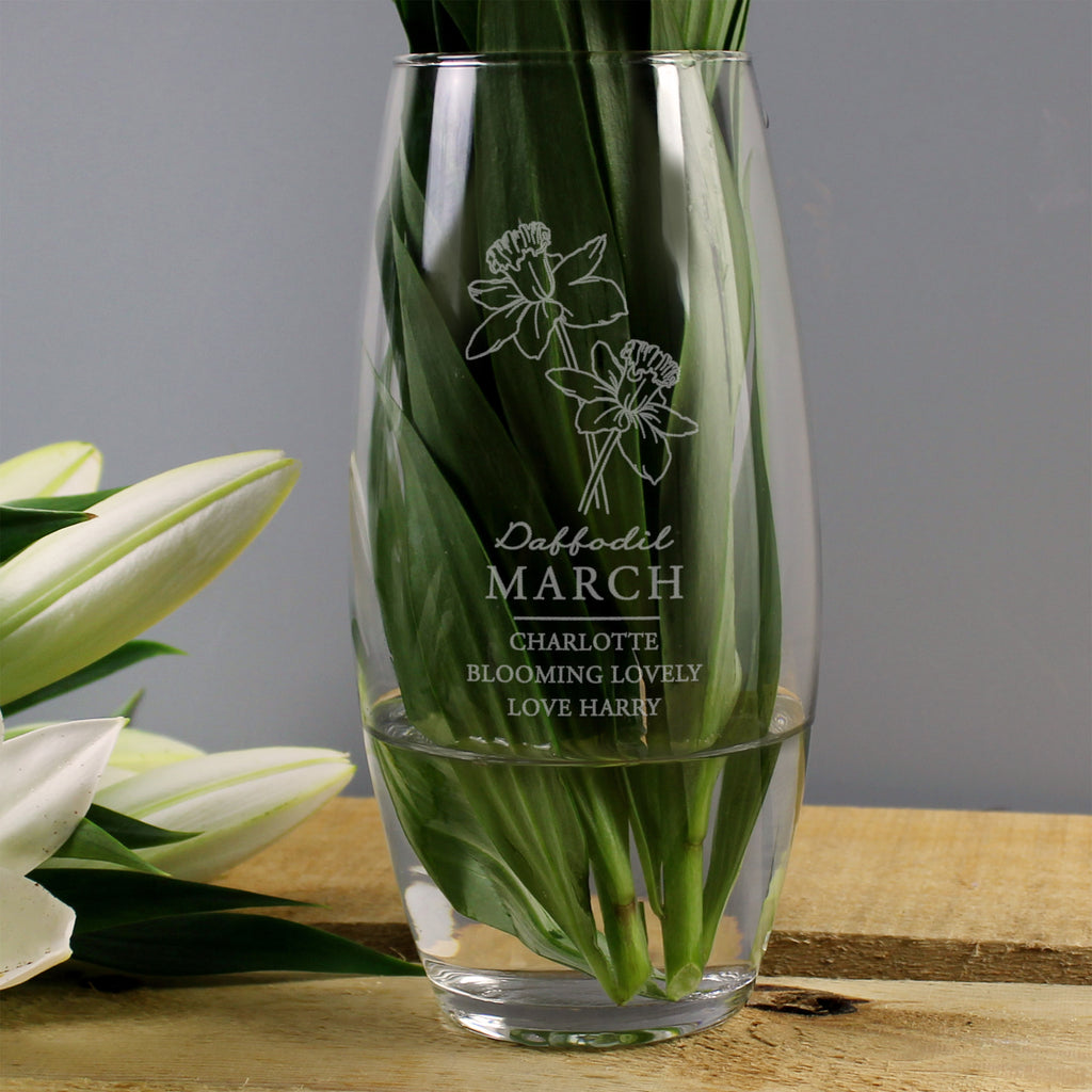 Personalised March Birth Flower Bullet Vase - Buy Vases at GiftMasters.co.uk