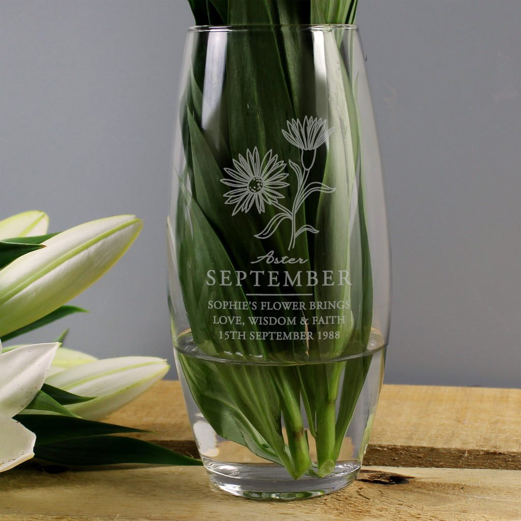 Personalised September Birth Flower Bullet Vase - Buy Vases at GiftMasters.co.uk