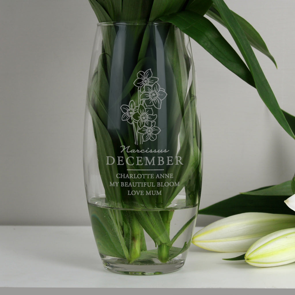 Personalised December Birth Flower Bullet Vase - Buy Vases at GiftMasters.co.uk