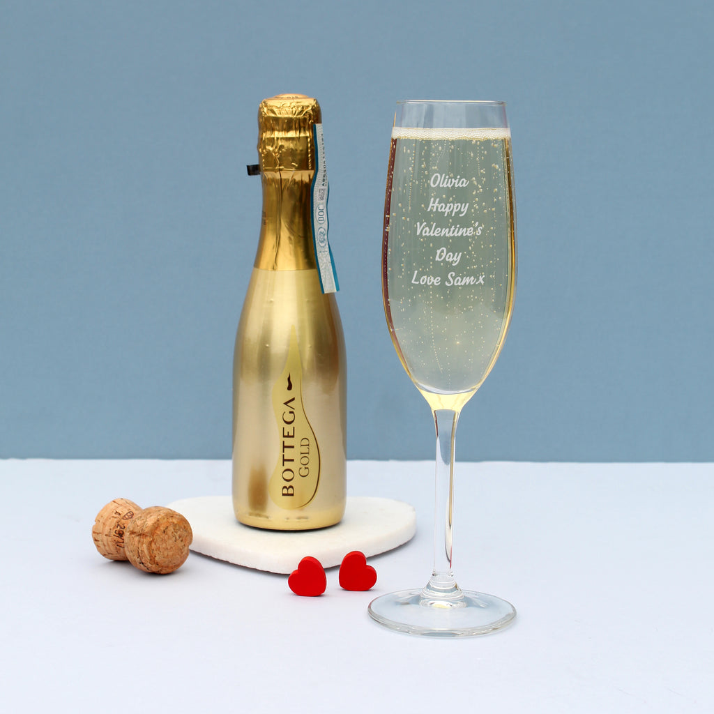 Personalised Flute & Mini Gold Bottega Prosecco Set - Buy Alcohol at GiftMasters.co.uk