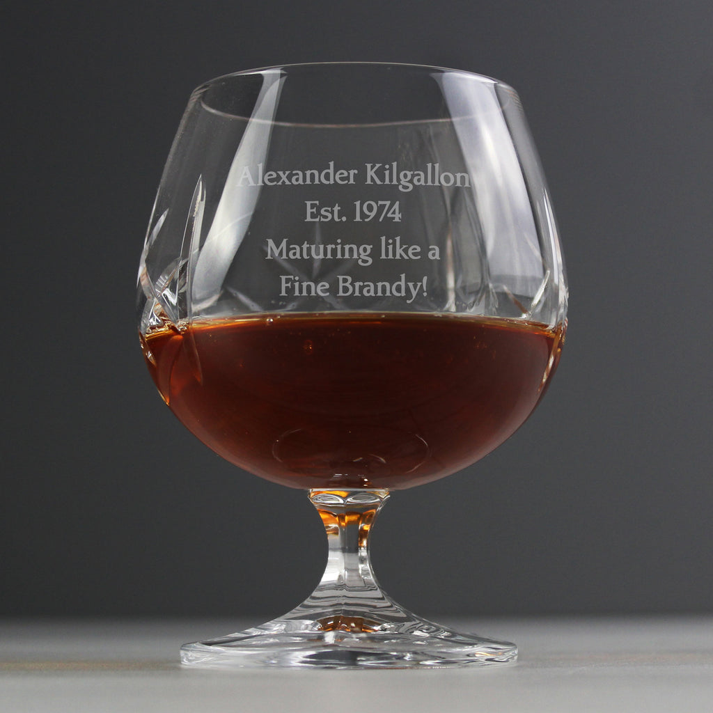 Personalised Cut Crystal Small Brandy Glass - Buy Glasses & Barware at GiftMasters.co.uk