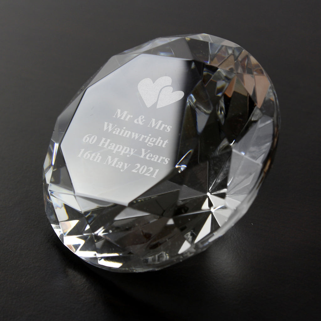 Personalised Heart Motif Diamond Paperweight - Buy Ornaments at GiftMasters.co.uk