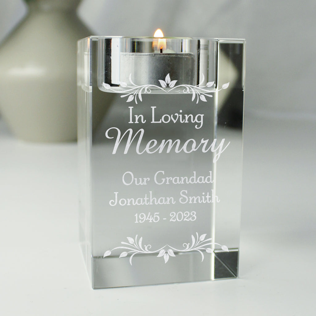 Personalised Sentiments Glass Tea Light Holder - Buy Candles & Reed Diffusers at GiftMasters.co.uk