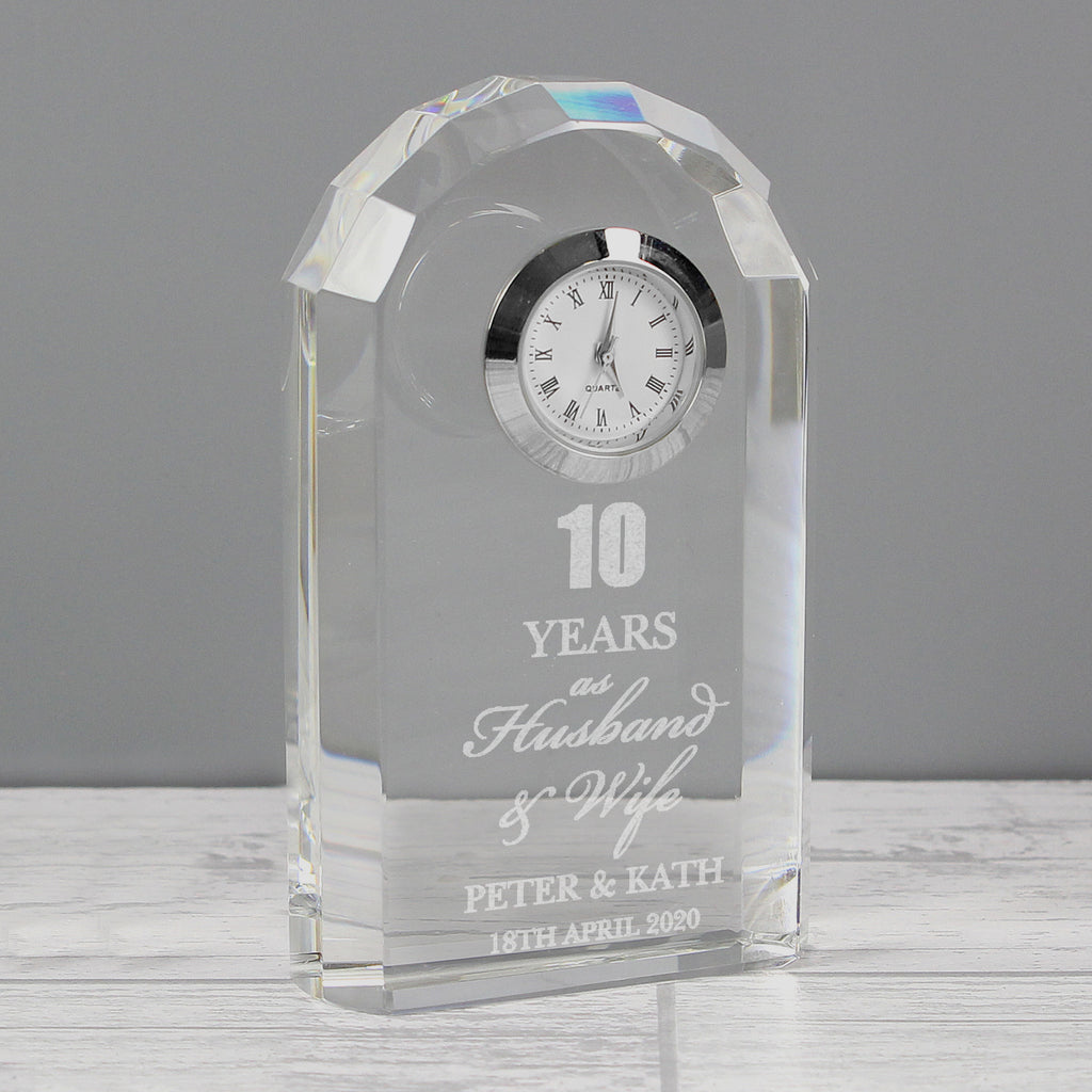 Personalised Anniversary Crystal Clock - Buy Clocks & Watches at GiftMasters.co.uk