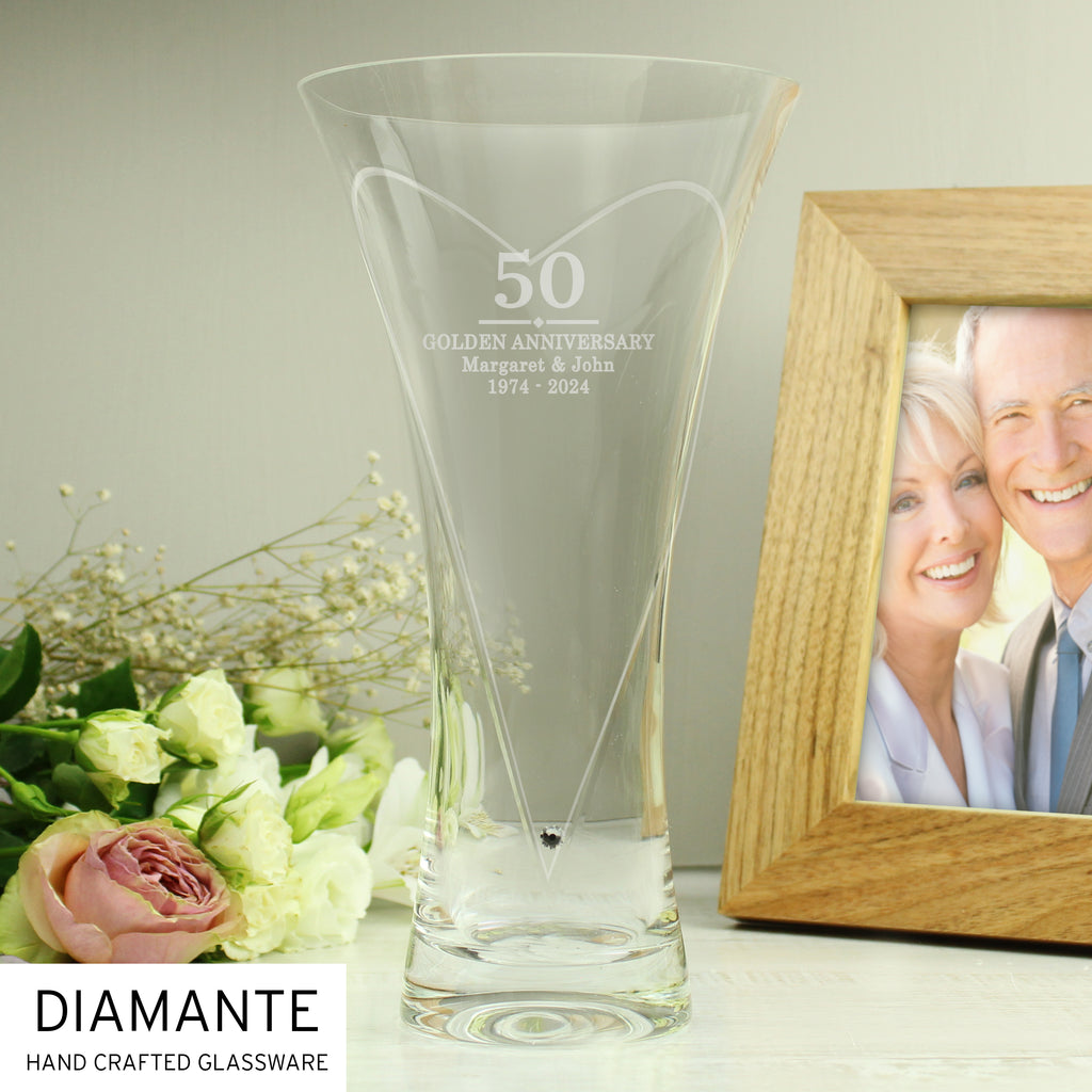 Personalised Special Year Diamante Heart Vase - Buy Vases at GiftMasters.co.uk