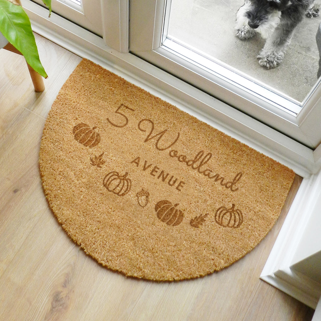 Personalised Pumpkin Half Moon Doormat - Buy  at GiftMasters.co.uk