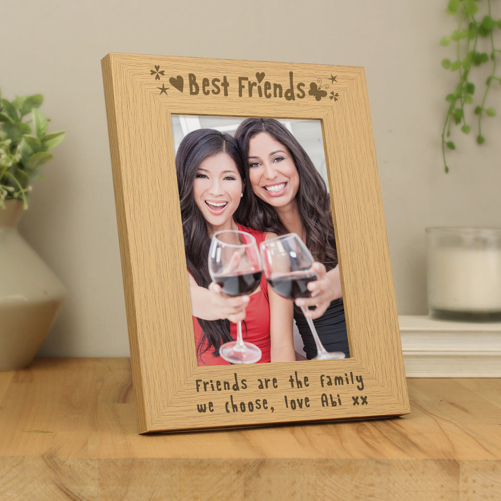 Personalised Best Friends 5x7 Oak Finish Photo Frame - Buy Photo Frames, Albums and Guestbooks at GiftMasters.co.uk