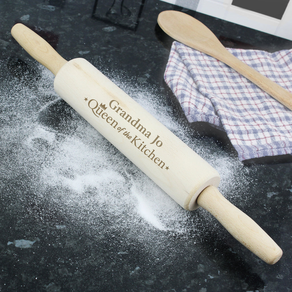 Personalised Queen of the Kitchen Rolling Pin - Buy Kitchen, Baking & Dining Gifts at GiftMasters.co.uk