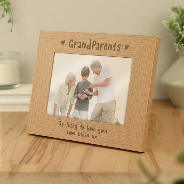 Personalised Grandparents 5x7 Landscape Wooden Photo Frame