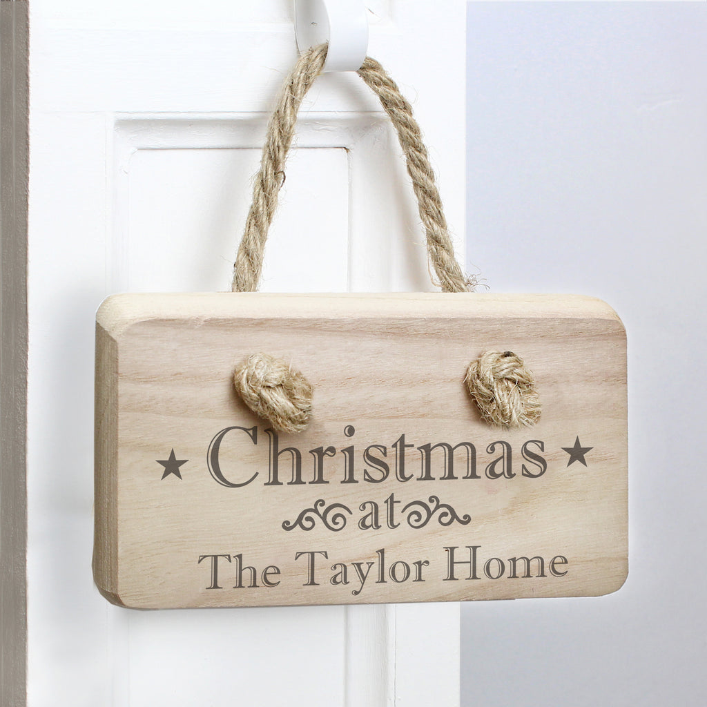 Personalised Christmas Wooden Sign - Buy Hanging Decorations & Signs at GiftMasters.co.uk