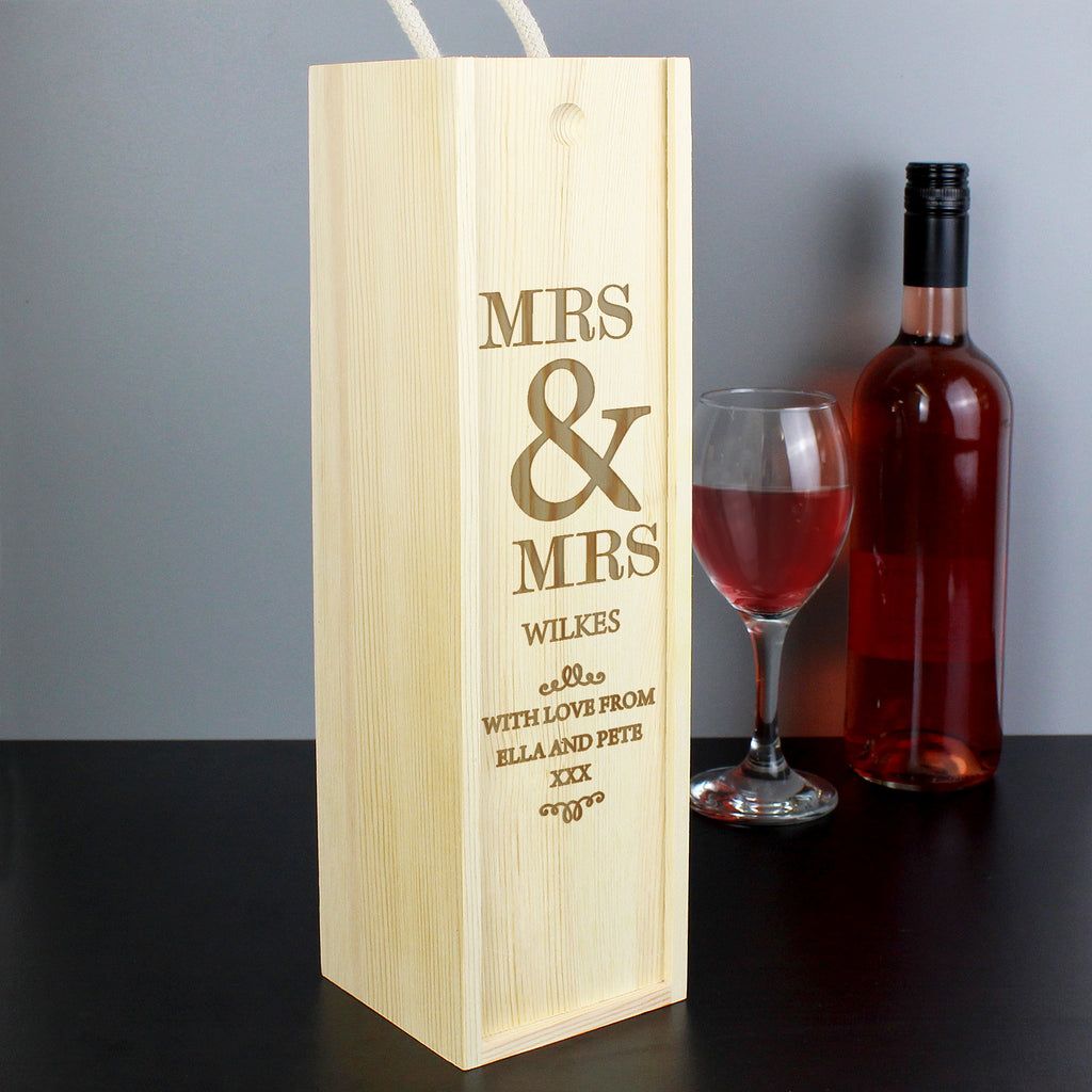 Personalised Couples Wooden Wine Bottle Box - Buy Glasses & Barware at GiftMasters.co.uk