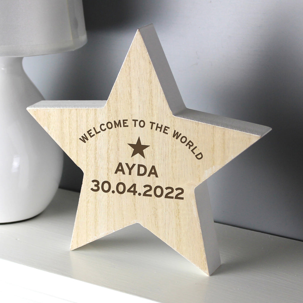 Personalised Rustic Wooden Star Decoration - Buy Hanging Decorations & Signs at GiftMasters.co.uk