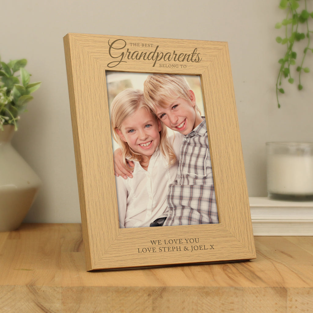 Personalised 'The Best Grandparents' 5x7 Oak Finish Photo Frame - Buy Photo Frames, Albums and Guestbooks at GiftMasters.co.uk