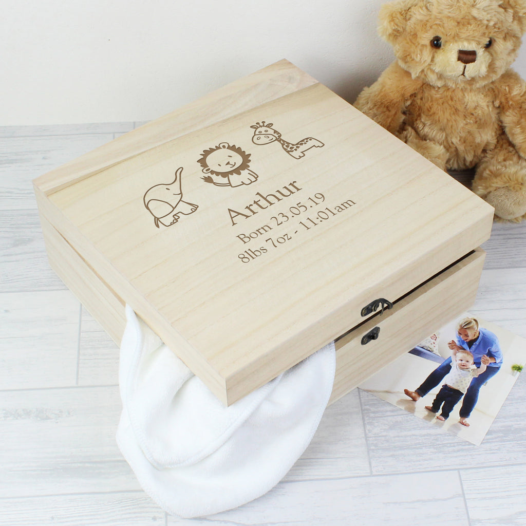Personalised Hessian Friends Large Wooden Keepsake Box - Buy Trinket, Jewellery & Keepsake Boxes at GiftMasters.co.uk