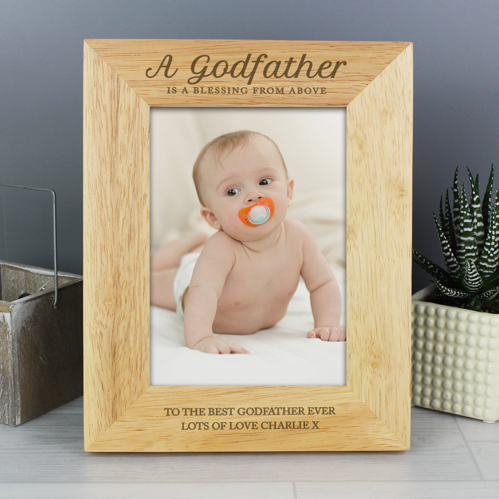 Personalised Godfather 5x7 Oak Finish Photo Frame - Buy Photo Frames, Albums and Guestbooks at GiftMasters.co.uk