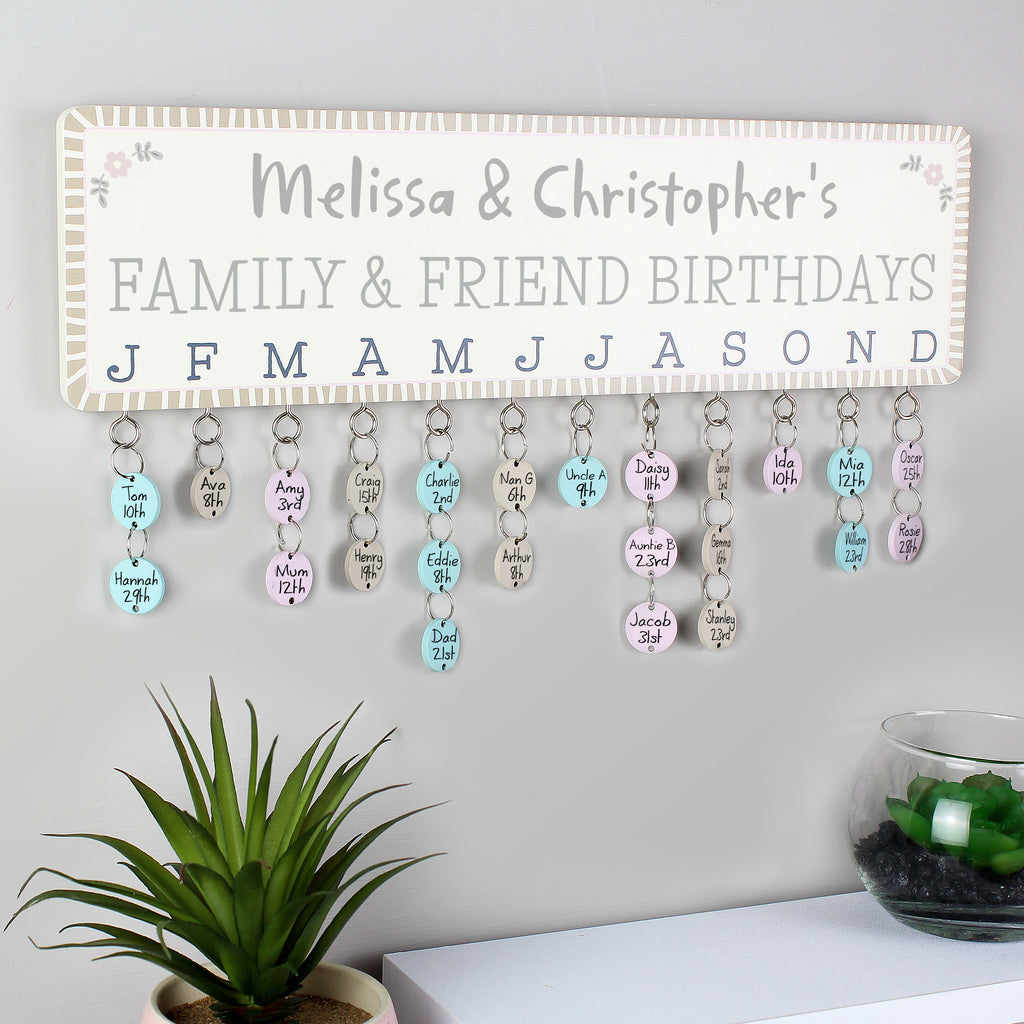 Personalised Birthday Planner Plaque with Customisable Discs - Buy Wooden at GiftMasters.co.uk