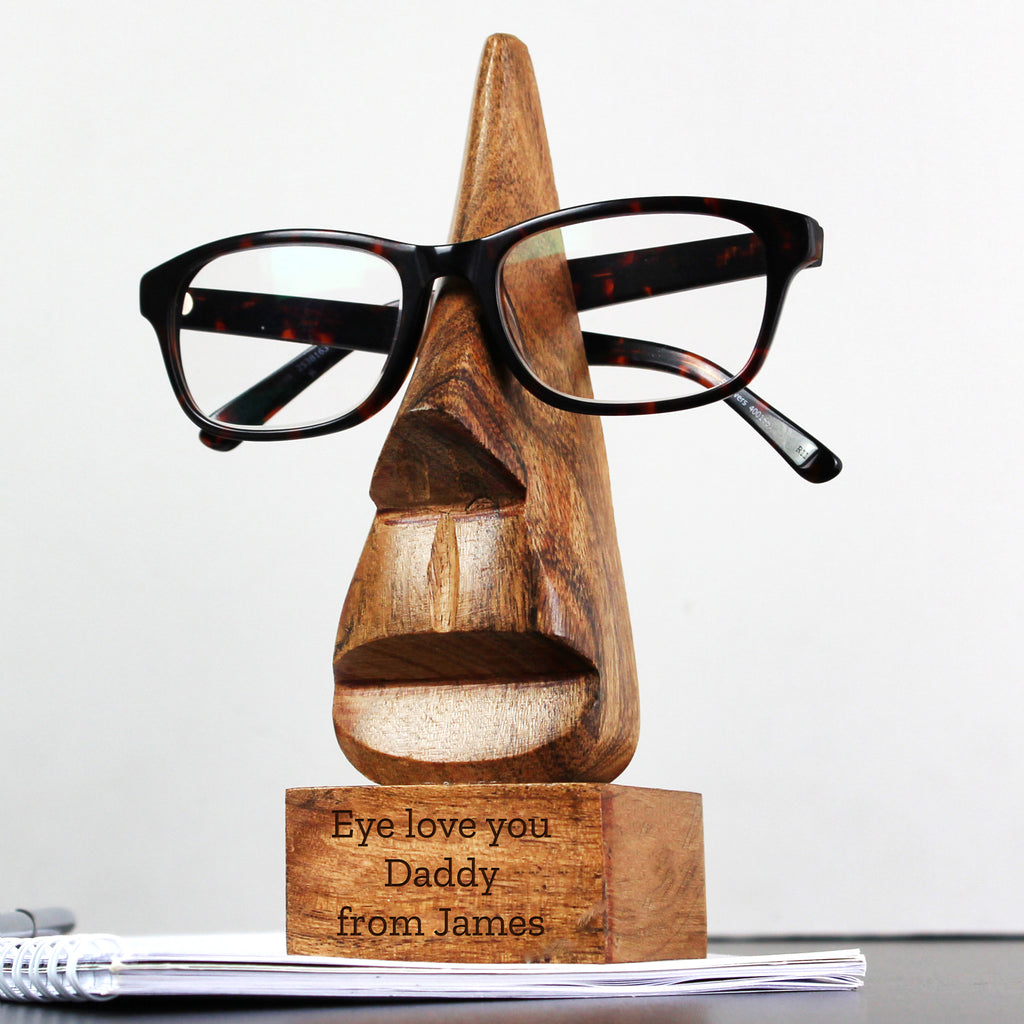 Personalised Wooden Nose-Shaped Glasses Holder - Buy Keepsakes at GiftMasters.co.uk
