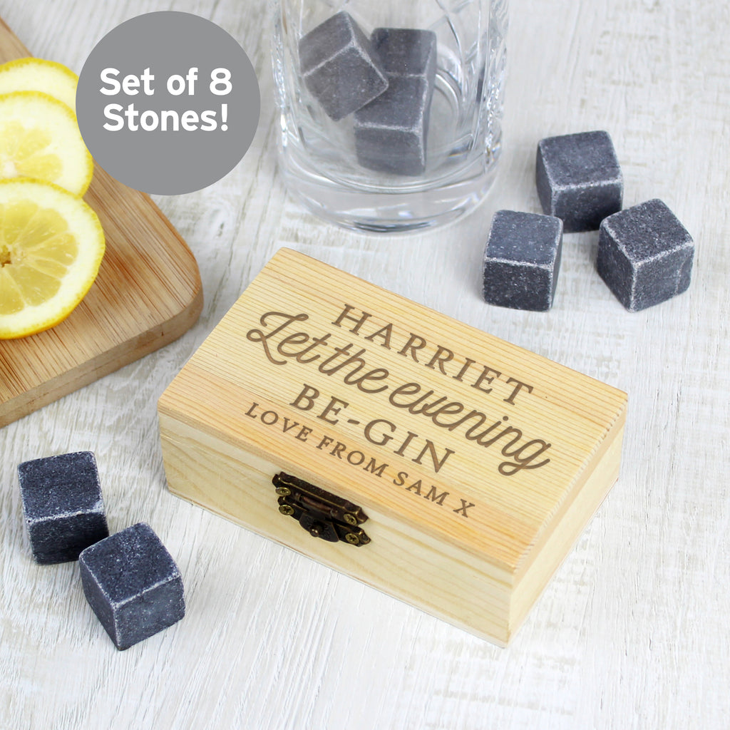 Personalised Let The Evening Be-Gin Cooling Stones - Buy Glasses & Barware at GiftMasters.co.uk