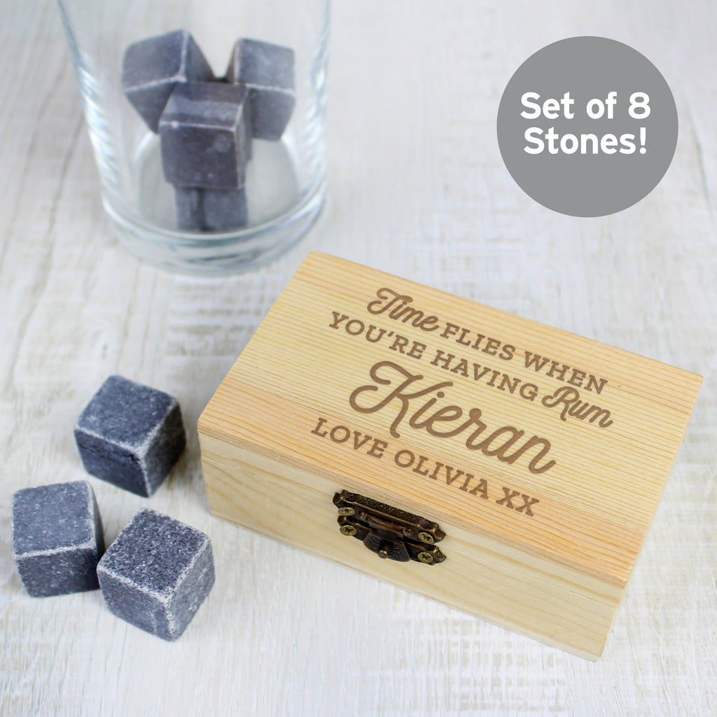 Personalised Time Flies When You're Having Rum Cooling Stones - Buy Glasses & Barware at GiftMasters.co.uk