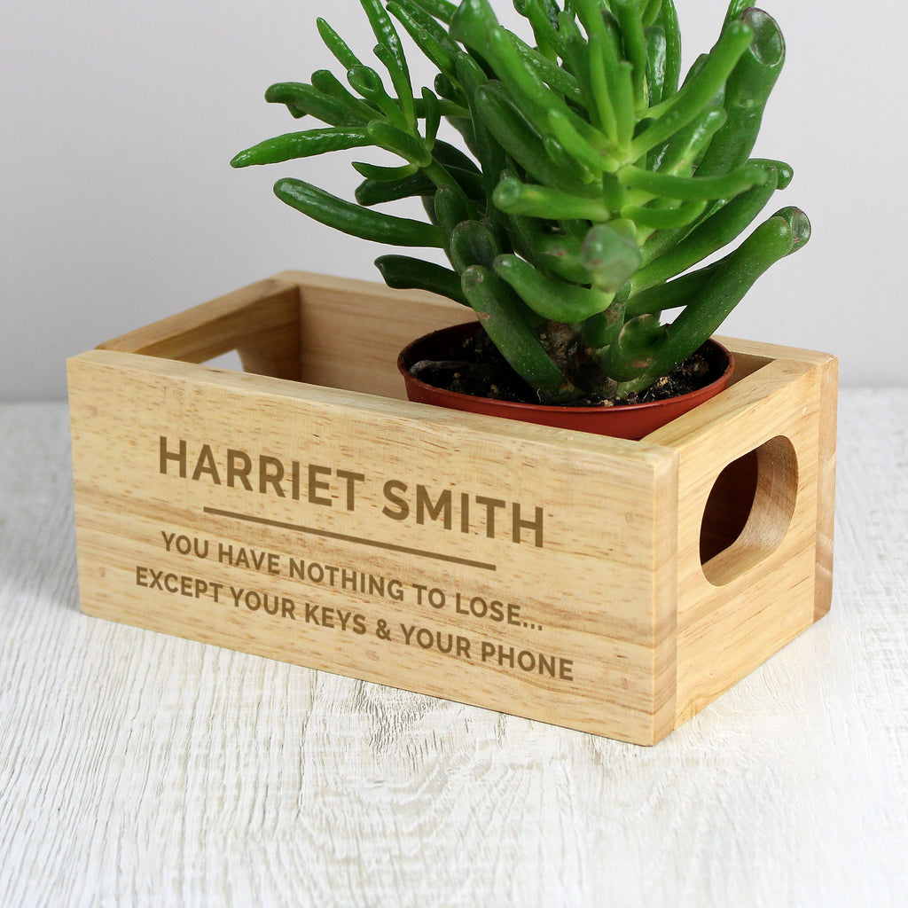 Personalised Free Text Mini Wooden Crate - Buy Storage at GiftMasters.co.uk