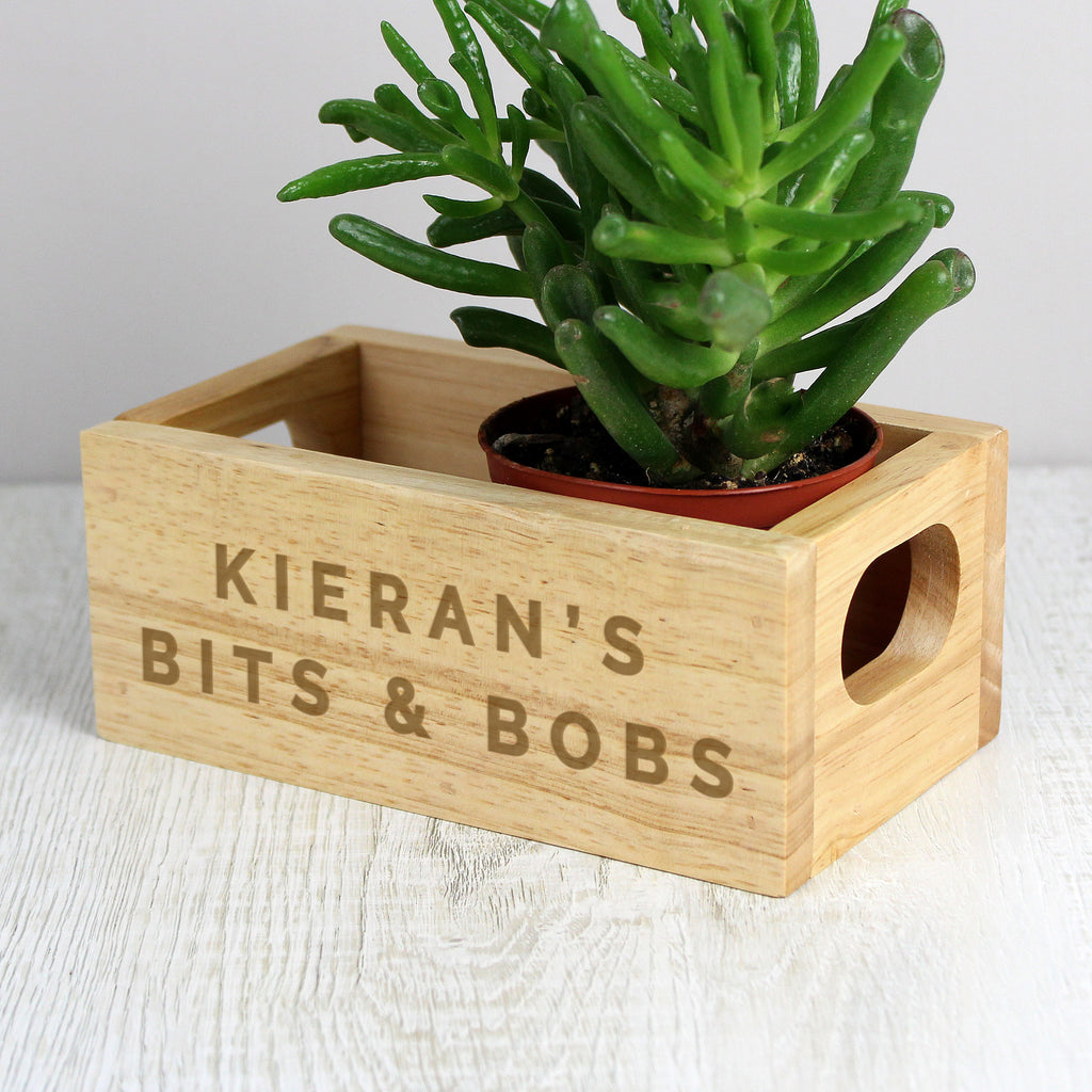 Personalised Bits & Bobs Mini Wooden Crate - Buy Storage at GiftMasters.co.uk