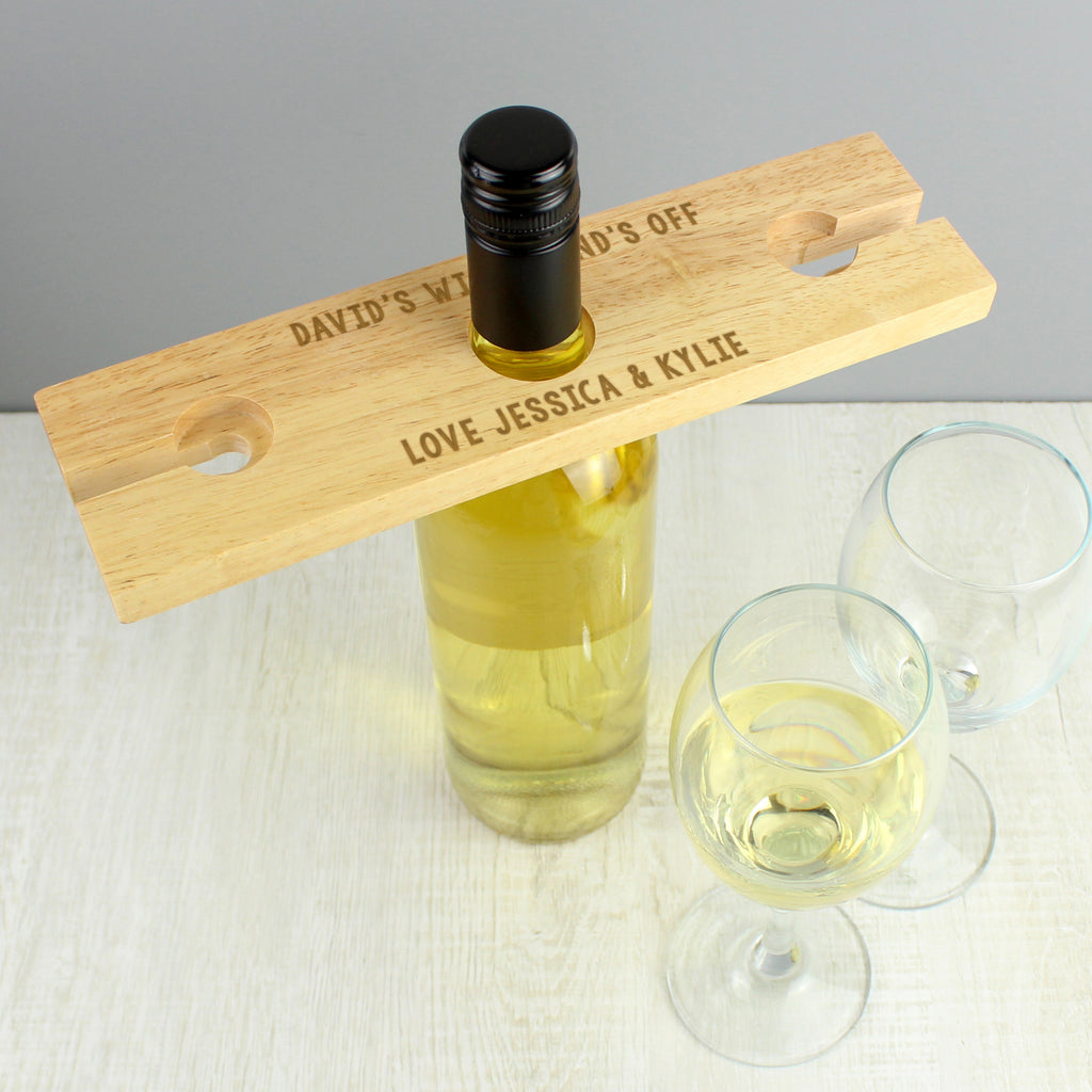 Personalised Free Text Wine Glass & Bottle Holder - Buy Glasses & Barware at GiftMasters.co.uk