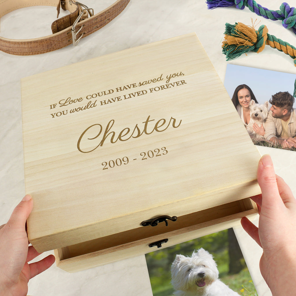Personalised Pet Memorial Large Wooden Keepsake Box - Buy Storage at GiftMasters.co.uk