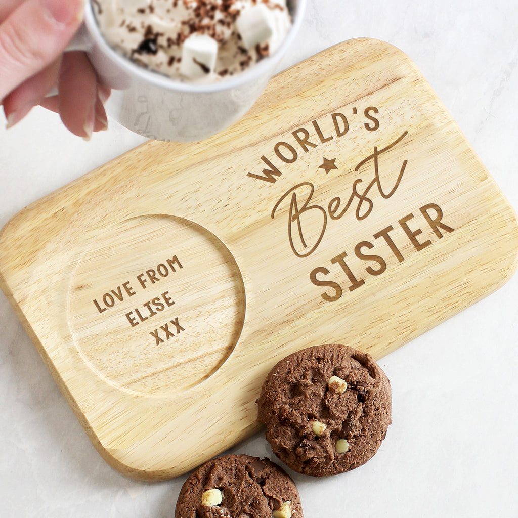 Personalised World's Best Wooden Coaster Tray - Buy Kitchen, Baking & Dining Gifts at GiftMasters.co.uk