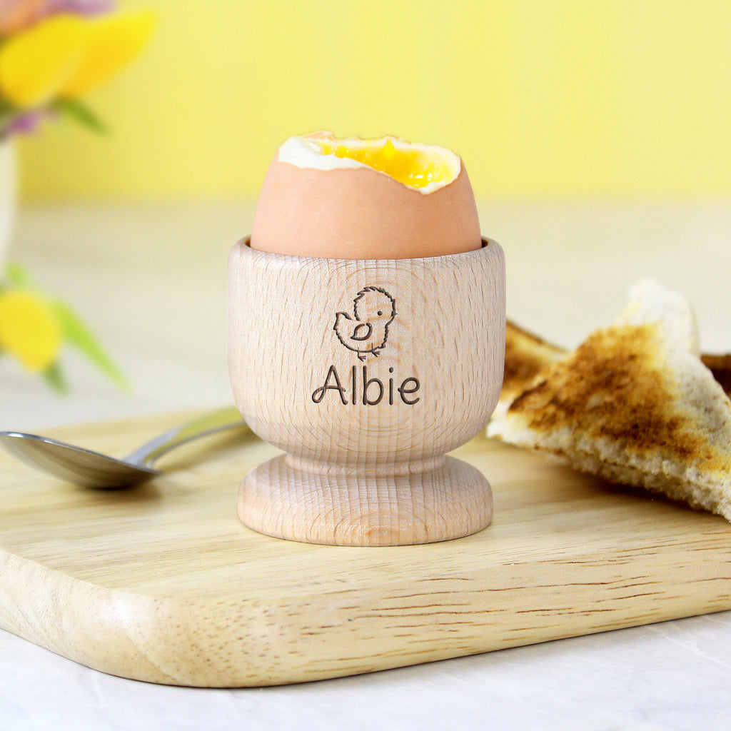 Personalised Chick Wooden Egg Cup - Buy Mealtime Essentials at GiftMasters.co.uk