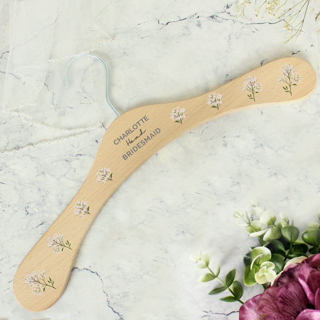 Personalised White Floral Wooden Hanger - Buy Wooden at GiftMasters.co.uk