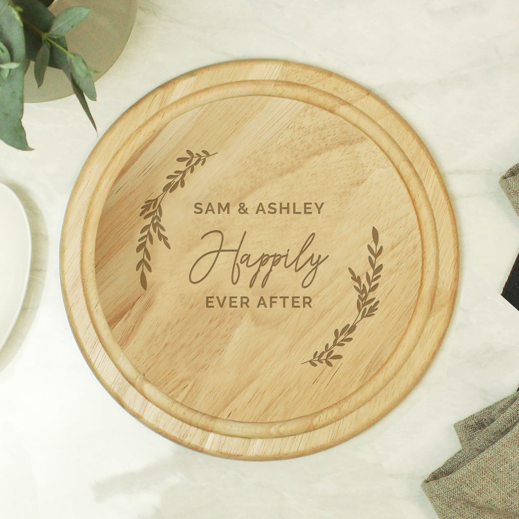 Personalised Laurel Round Wooden Chopping Board - Buy Kitchen, Baking & Dining Gifts at GiftMasters.co.uk