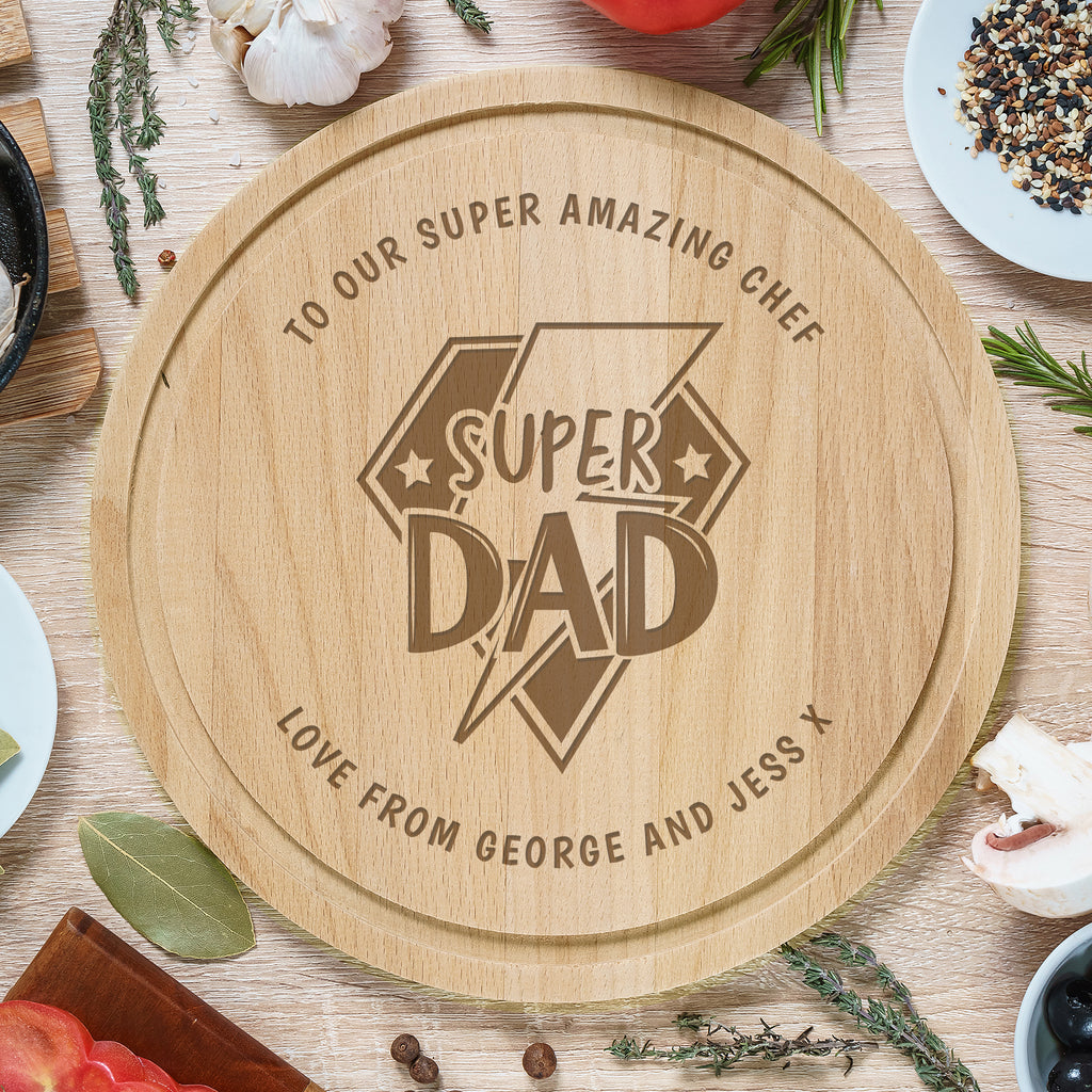 Personalised Super Dad Chopping Board - Buy Kitchen, Baking & Dining Gifts at GiftMasters.co.uk