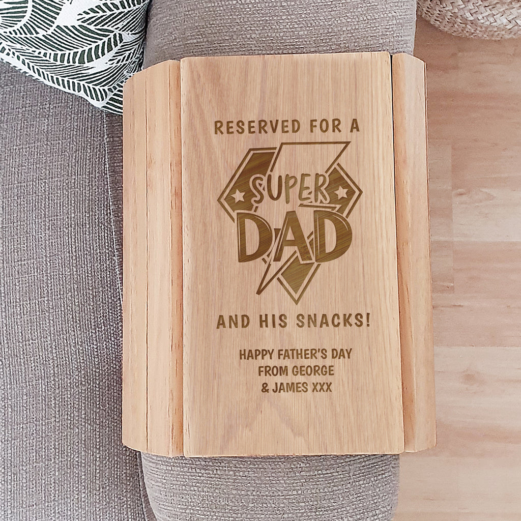 Personalised Super Dad Sofa Tray - Buy Wooden at GiftMasters.co.uk