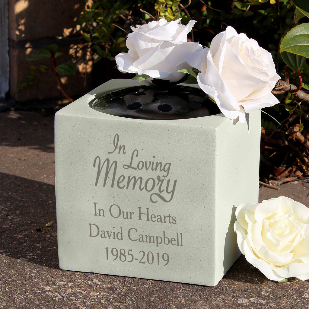 Personalised In Loving Memory Memorial Vase - Buy Memorials at GiftMasters.co.uk
