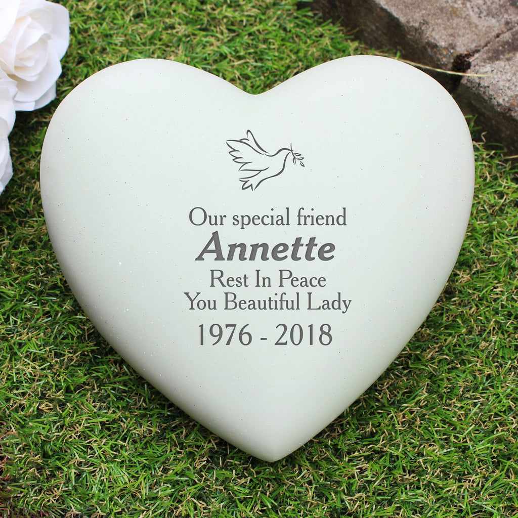 Personalised Dove Heart Memorial - Buy Memorials at GiftMasters.co.uk