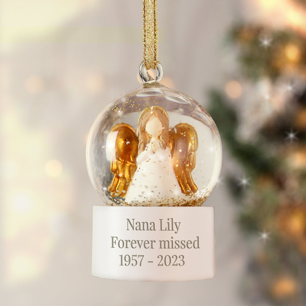 Personalised Angel Message Glitter Snow Globe - Buy Christmas Decorations at GiftMasters.co.uk