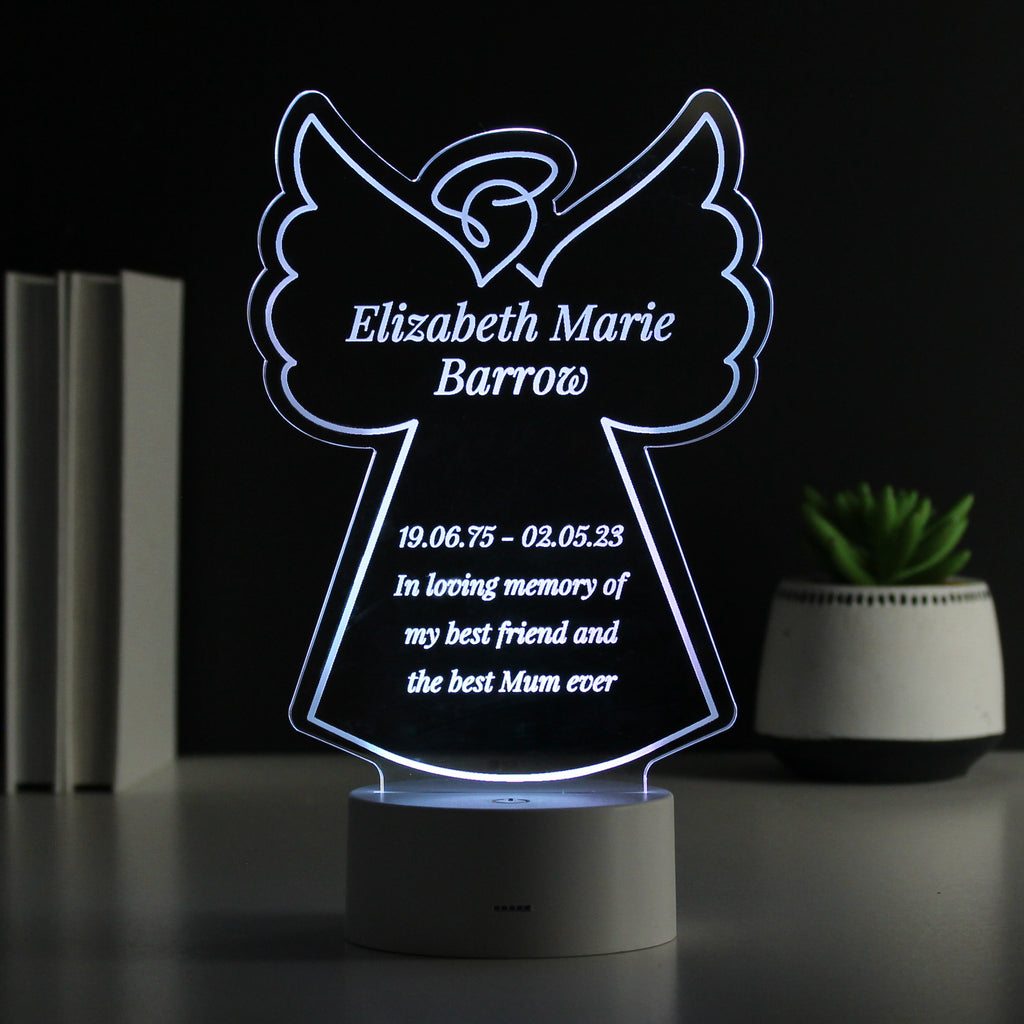 Personalised Free Text Angel Memorial Colour Changing LED Light - Buy LED Lights, Candles & Decorations at GiftMasters.co.uk
