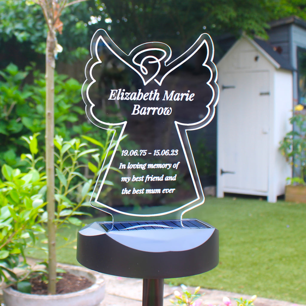 Personalised Angel Memorial Outdoor Solar Light - Buy LED Lights, Candles & Decorations at GiftMasters.co.uk