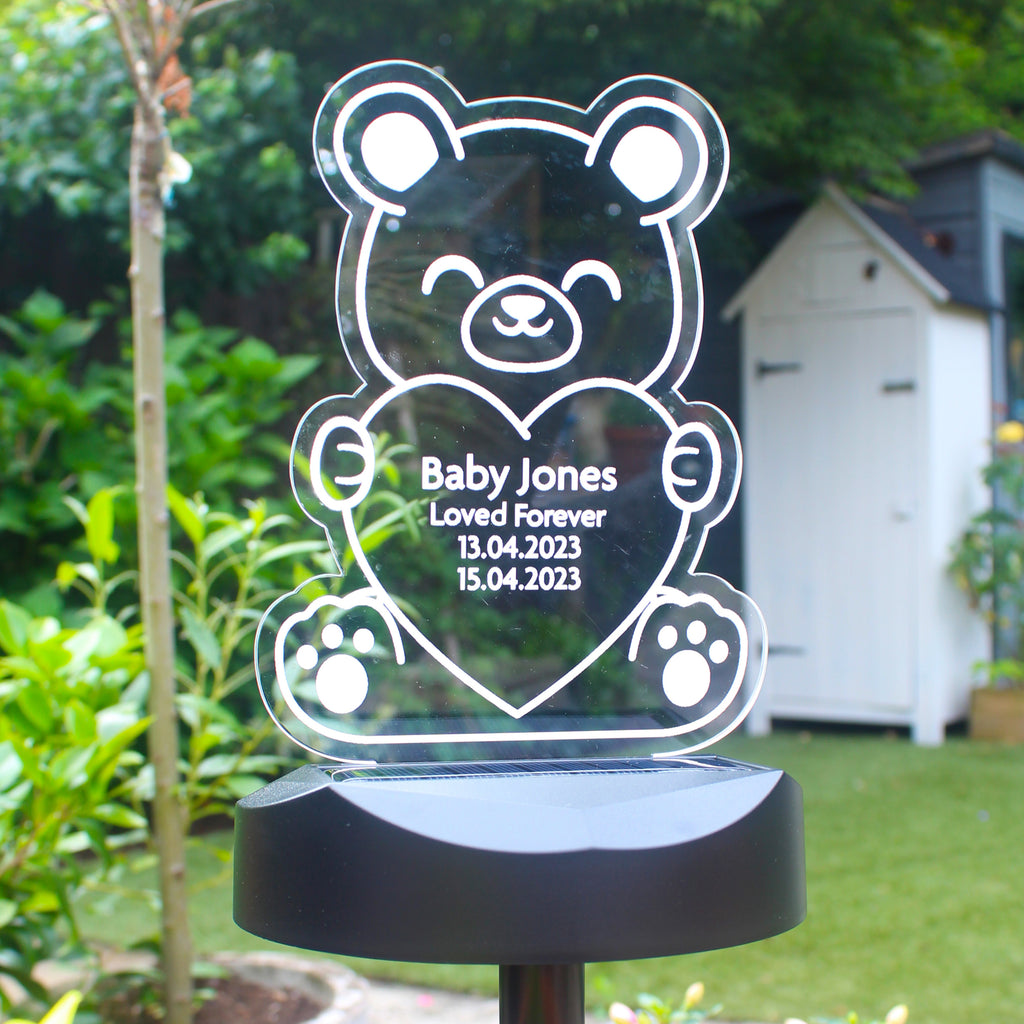 Personalised Bear Memorial Outdoor Solar Light - Buy LED Lights, Candles & Decorations at GiftMasters.co.uk