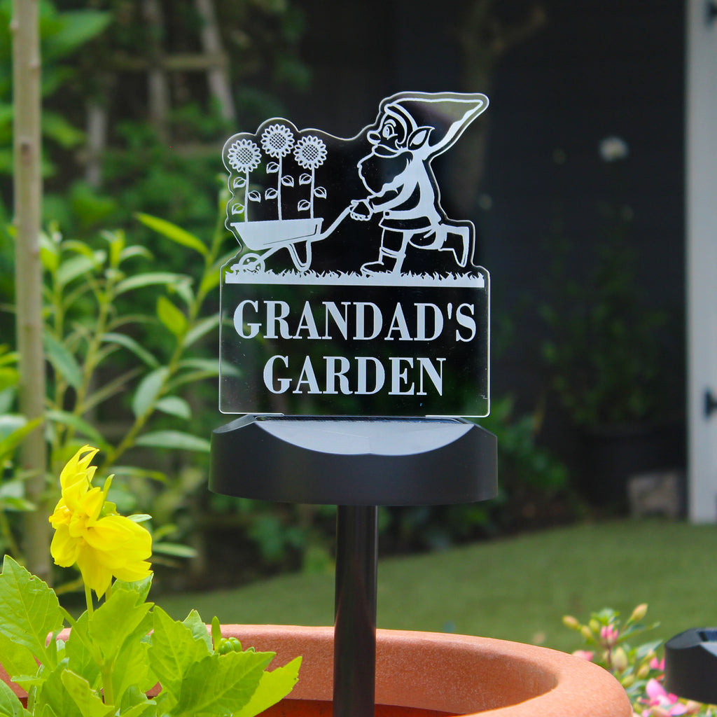 Personalised Gnome Garden Outdoor Solar Light - Buy LED Lights, Candles & Decorations at GiftMasters.co.uk
