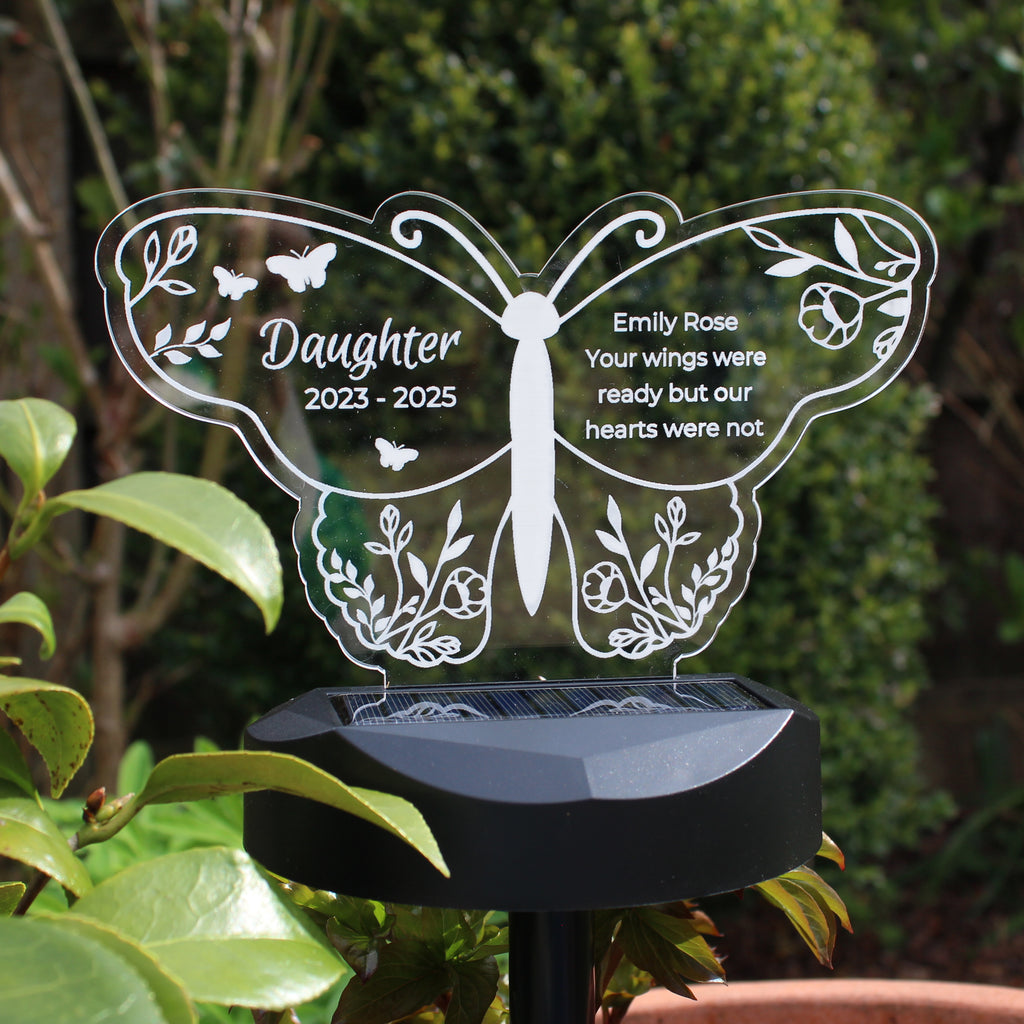 Personalised Butterfly Memorial Solar Light - Buy LED Lights, Candles & Decorations at GiftMasters.co.uk