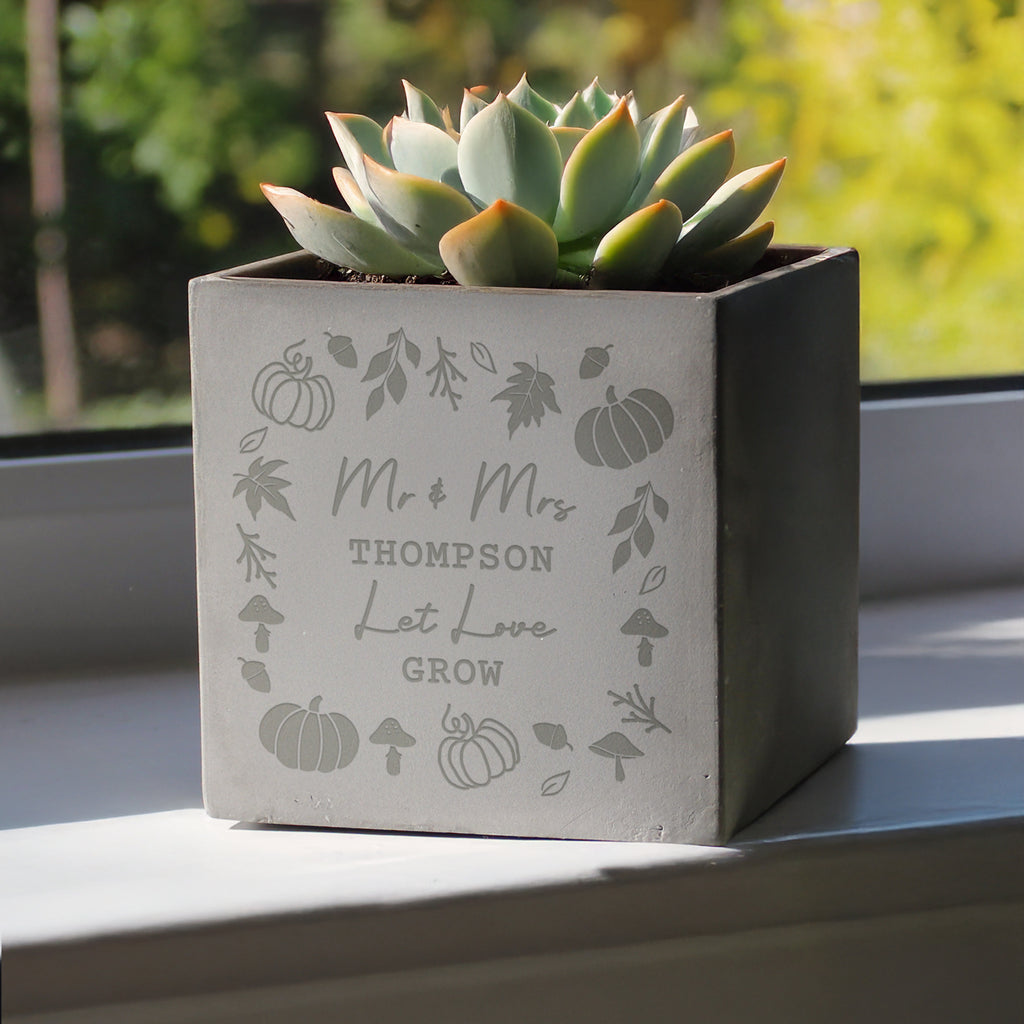 Personalised Pumpkin Concrete Plant Pot - Buy  at GiftMasters.co.uk
