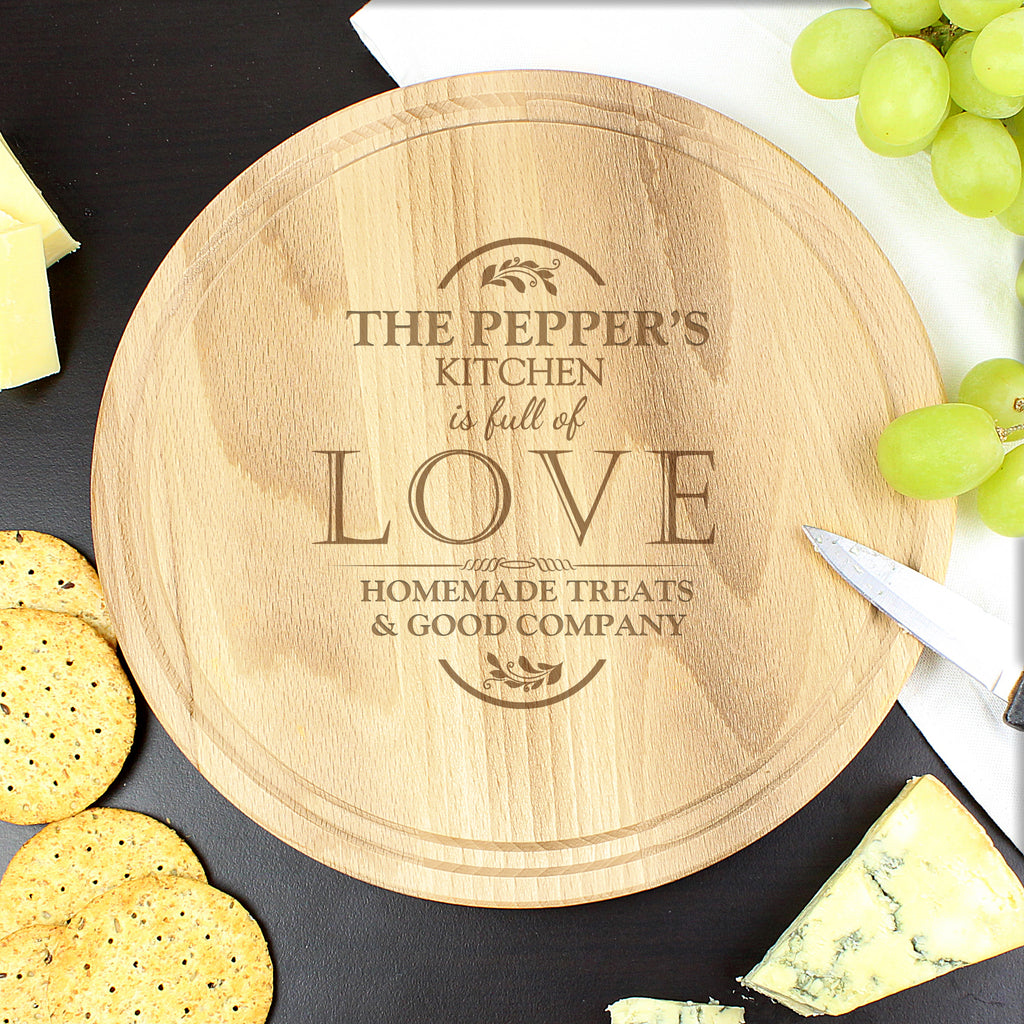Personalised Full of Love Large Round Chopping Board - Buy Kitchen, Baking & Dining Gifts at GiftMasters.co.uk