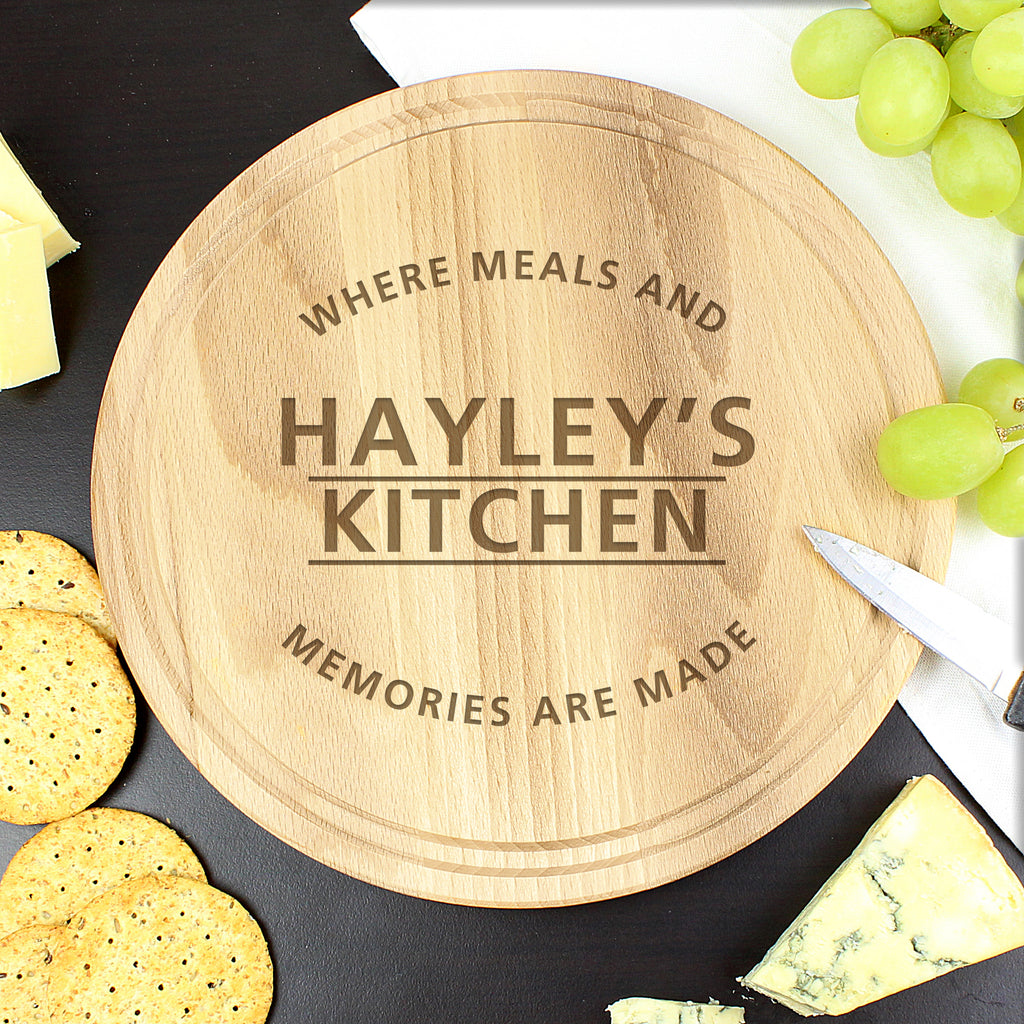 Personalised 'Meals and Memories' Round Chopping Board - Buy Kitchen, Baking & Dining Gifts at GiftMasters.co.uk